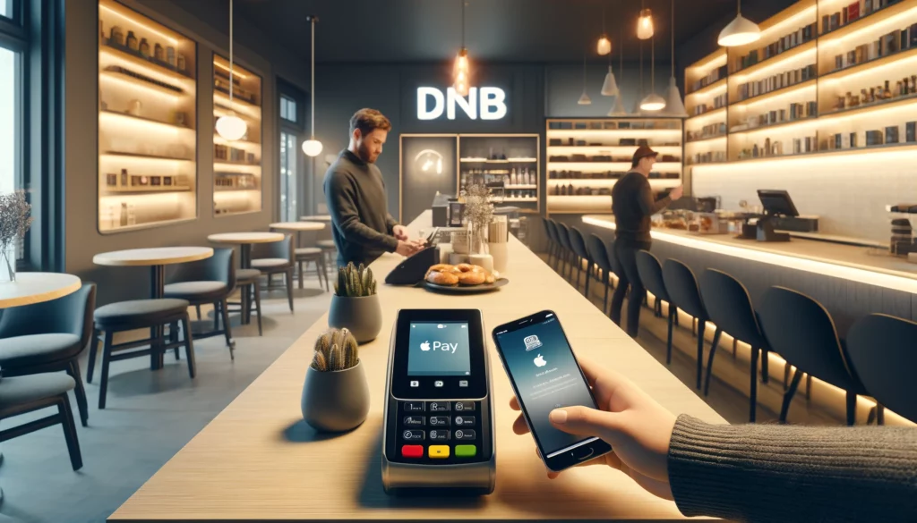 Endelig støtter DNB Apple Pay. Viser en butikk der man kan betale med Apple pay for Dnb kunde