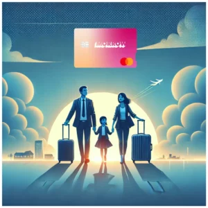 Illustration of a family traveling with the morrow bank mastercard