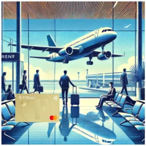 Illustration of traveling in the airport with the tf bank mastercard