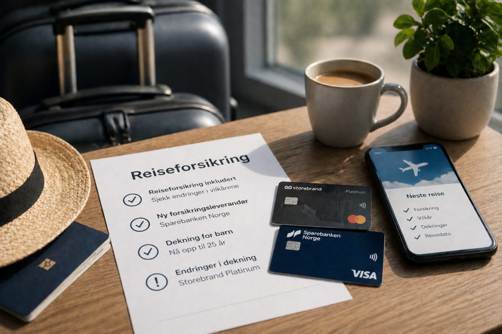 Endringer i reiseforsikring på kredittkort i 2026 – nye vilkår fra Sparebanken Norge og Storebrand